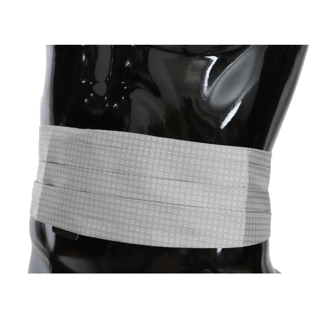 Dolce & Gabbana Gray Patterned Waist Belt Silk Cummerbund