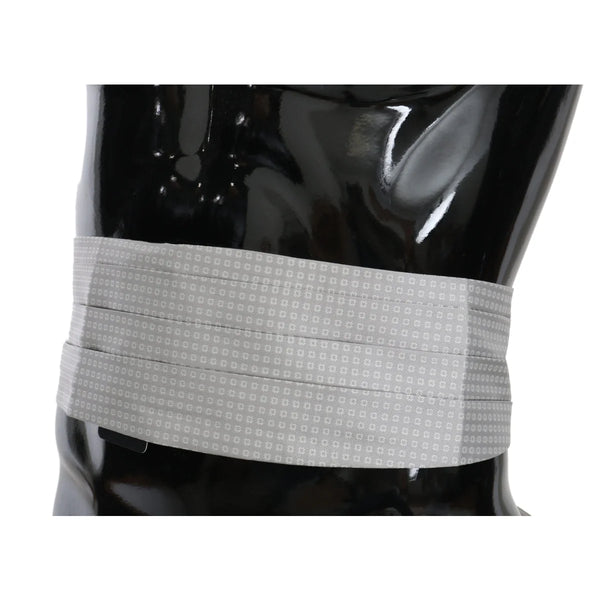 Dolce & Gabbana Gray Patterned Waist Belt Silk Cummerbund