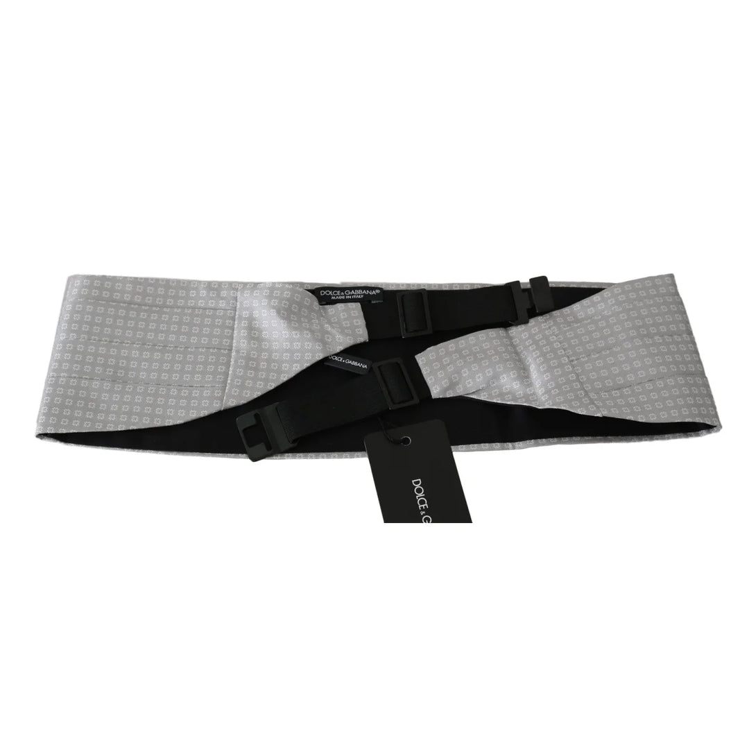Dolce & Gabbana Gray Patterned Waist Belt Silk Cummerbund