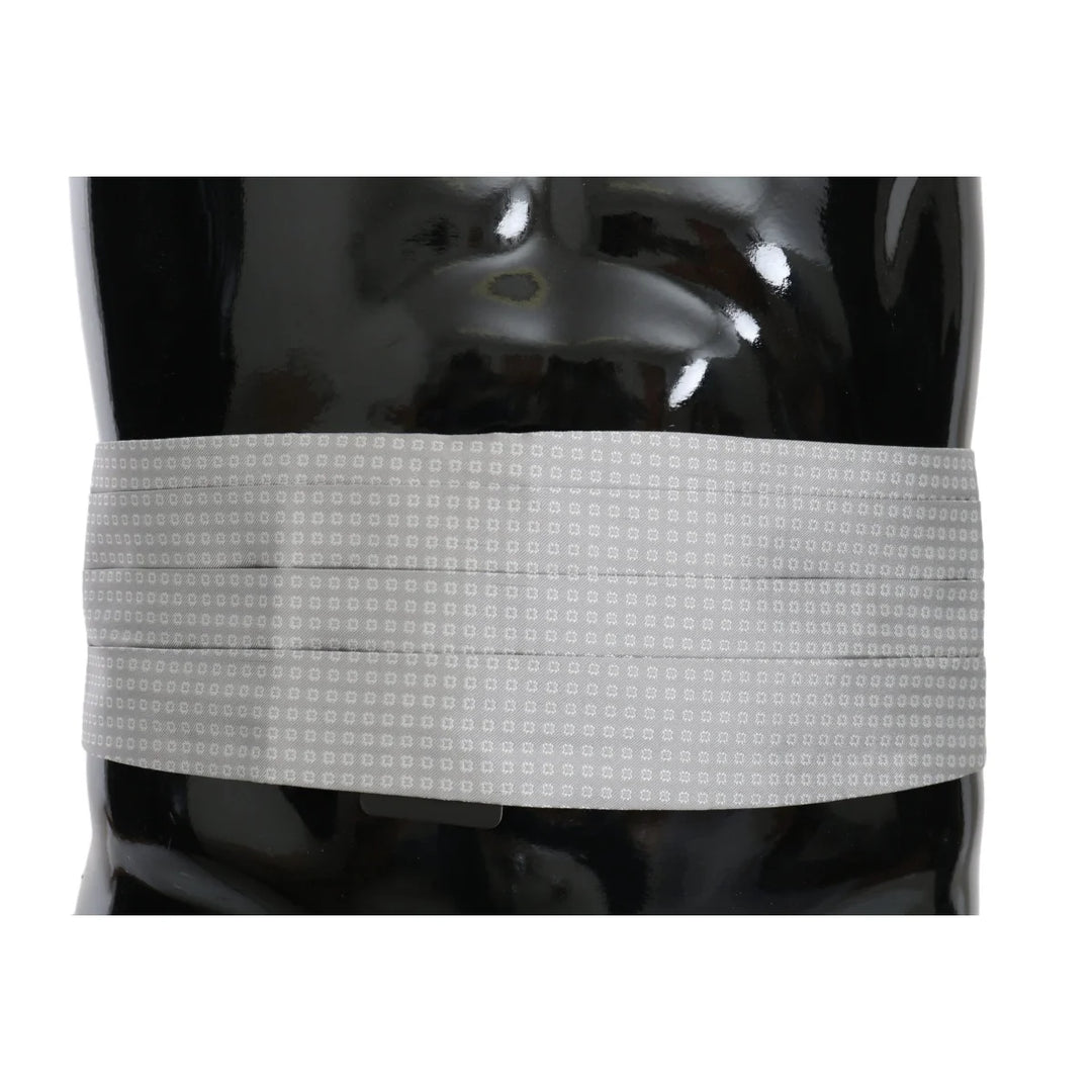 Dolce & Gabbana Gray Patterned Waist Belt Silk Cummerbund