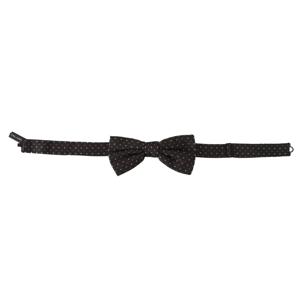 Dolce & Gabbana Gray Polka Dot 100% Silk Neck Papillon Tie
