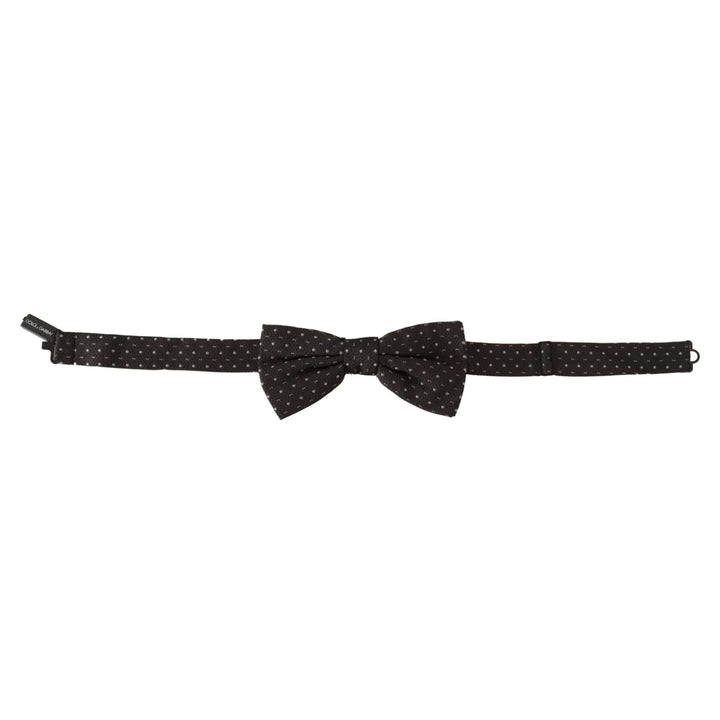Dolce & Gabbana Gray Polka Dot 100% Silk Neck Papillon Tie