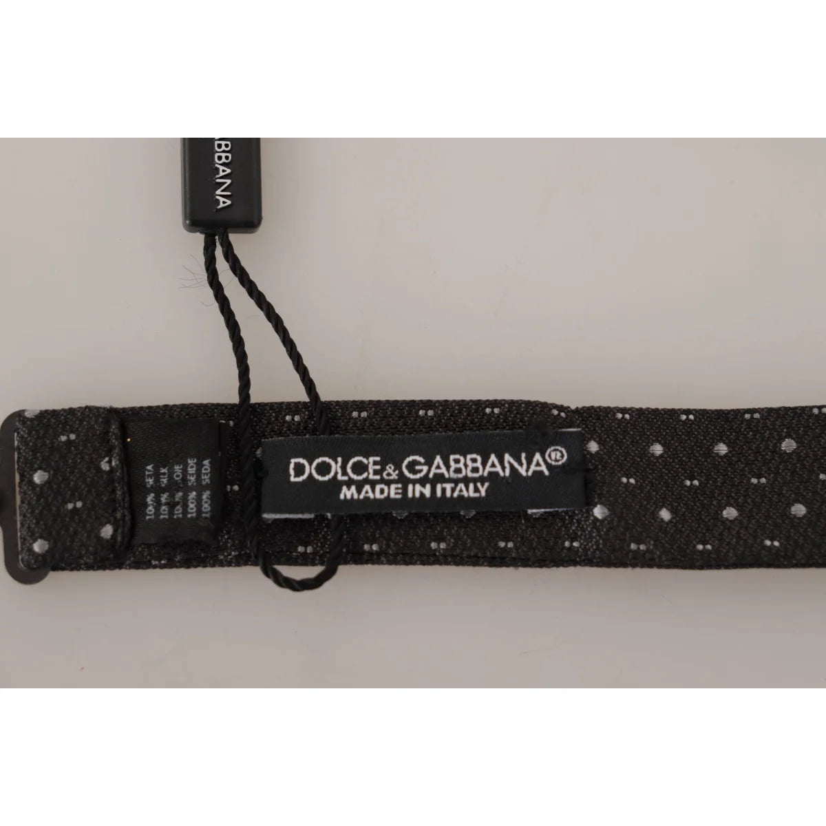 Dolce & Gabbana Gray Polka Dot 100% Silk Neck Papillon Tie