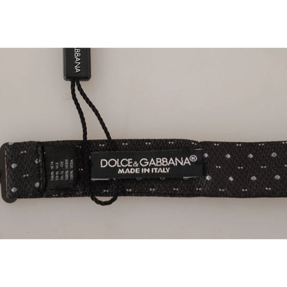 Dolce & Gabbana Gray Polka Dot 100% Silk Neck Papillon Tie