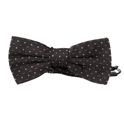 Dolce & Gabbana Gray Polka Dot 100% Silk Neck Papillon Tie