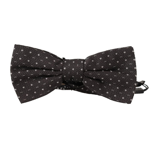 Dolce & Gabbana Gray Polka Dot 100% Silk Neck Papillon Tie