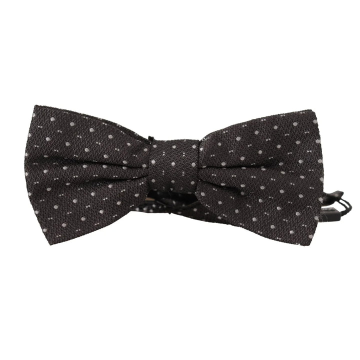 Dolce & Gabbana Gray Polka Dot 100% Silk Neck Papillon Tie