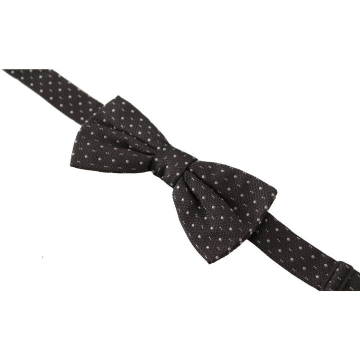 Dolce & Gabbana Gray Polka Dot 100% Silk Neck Papillon Tie