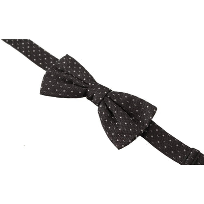 Dolce & Gabbana Gray Polka Dot 100% Silk Neck Papillon Tie