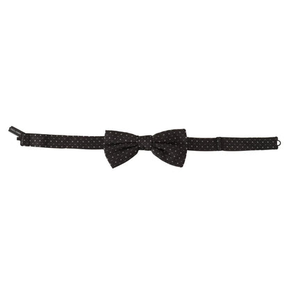 Dolce & Gabbana Gray Polka Dot 100% Silk Neck Papillon Tie