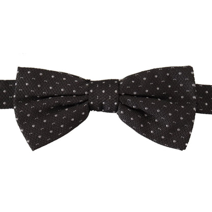 Dolce & Gabbana Gray Polka Dot 100% Silk Neck Papillon Tie