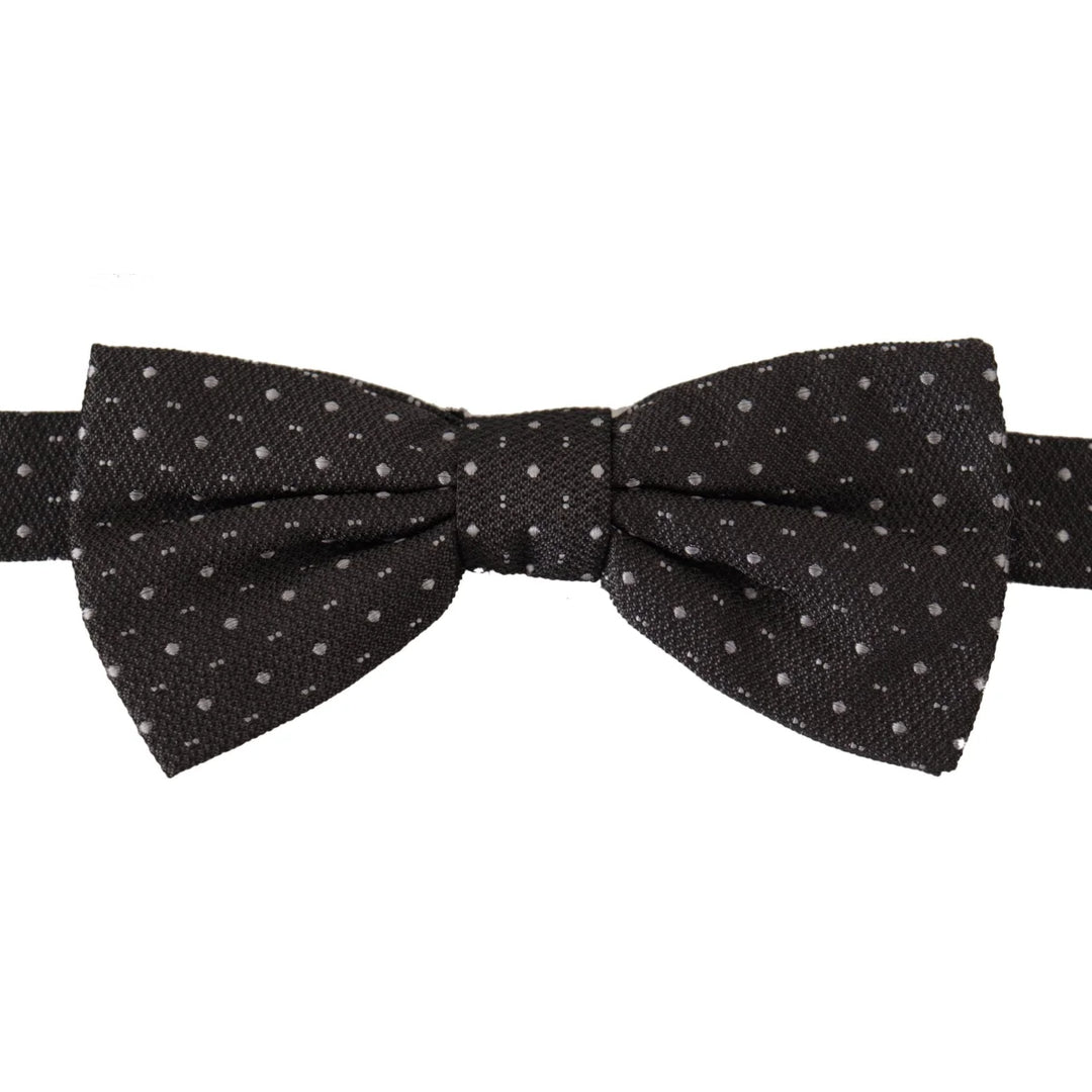 Dolce & Gabbana Gray Polka Dot 100% Silk Neck Papillon Tie