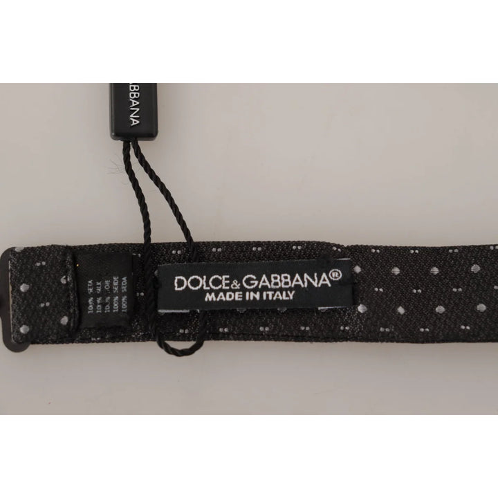 Dolce & Gabbana Gray Polka Dot 100% Silk Neck Papillon Tie