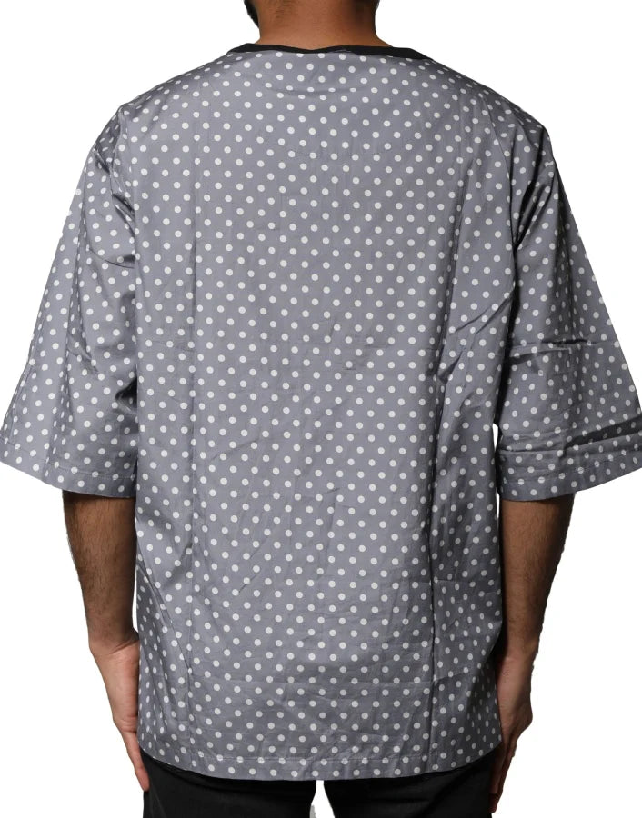 Dolce &amp; Gabbana Gray Polka Dot Pin-Up Print Crew Neck T-shirt