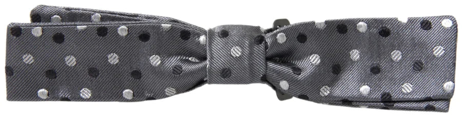 Dolce &amp; Gabbana Gray Polka Dot Silk Adjustable Men Neck Papillon Bow Tie