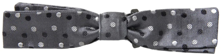 Dolce &amp; Gabbana Gray Polka Dot Silk Adjustable Men Neck Papillon Bow Tie