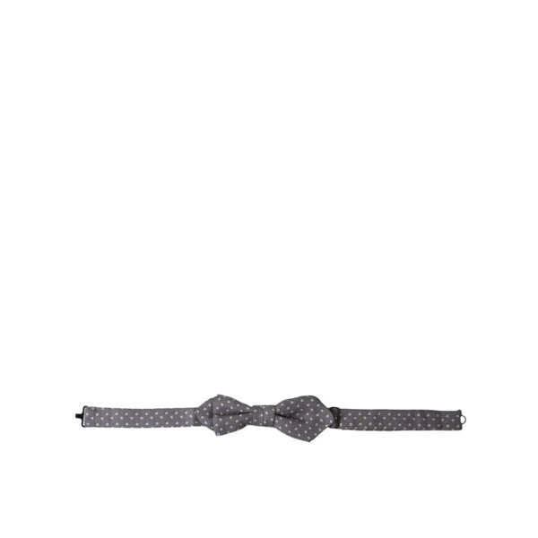 Dolce & Gabbana Gray Polka Dots Silk Adjustable Neck Papillon Bow Tie