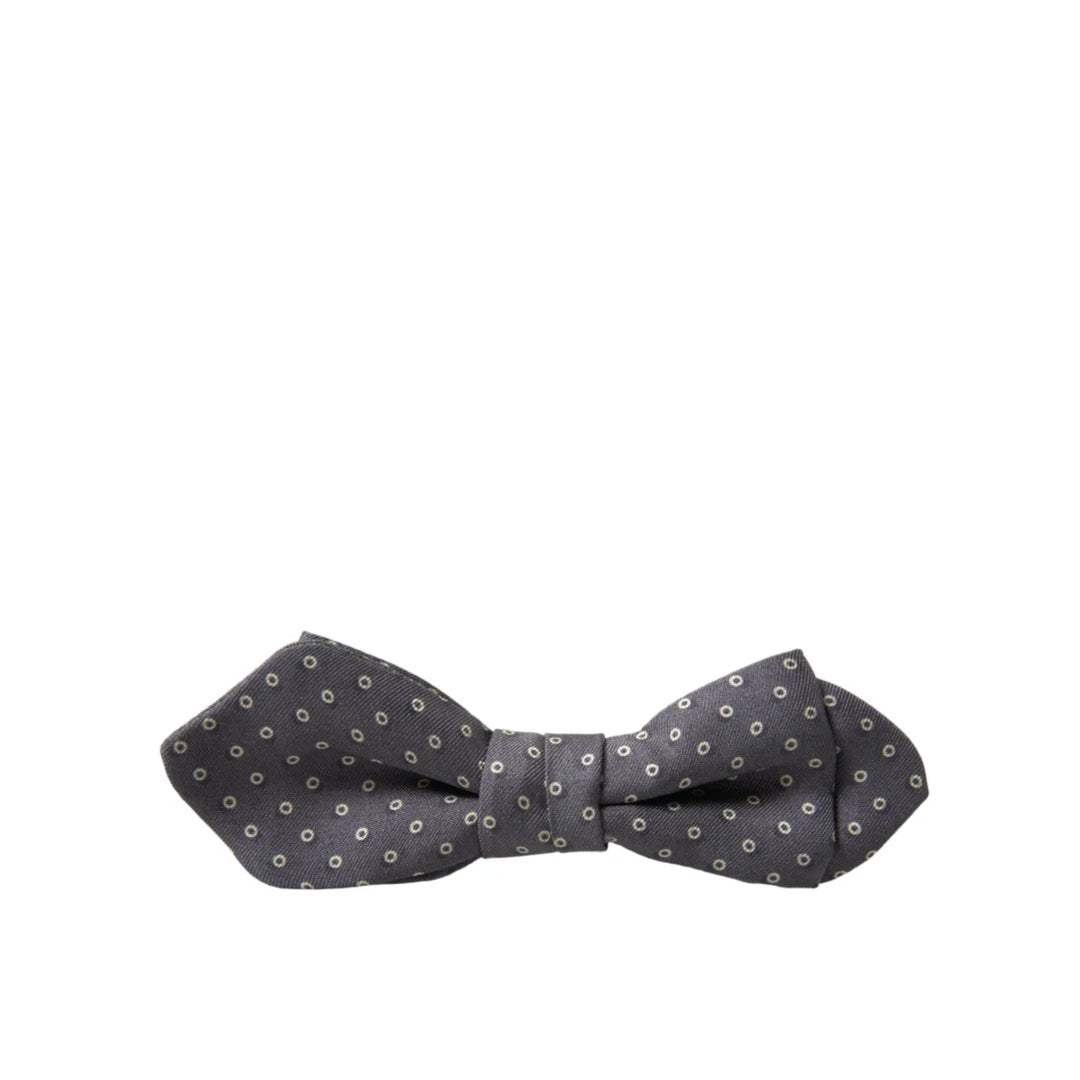 Dolce & Gabbana Gray Polka Dots Silk Adjustable Neck Papillon Bow Tie