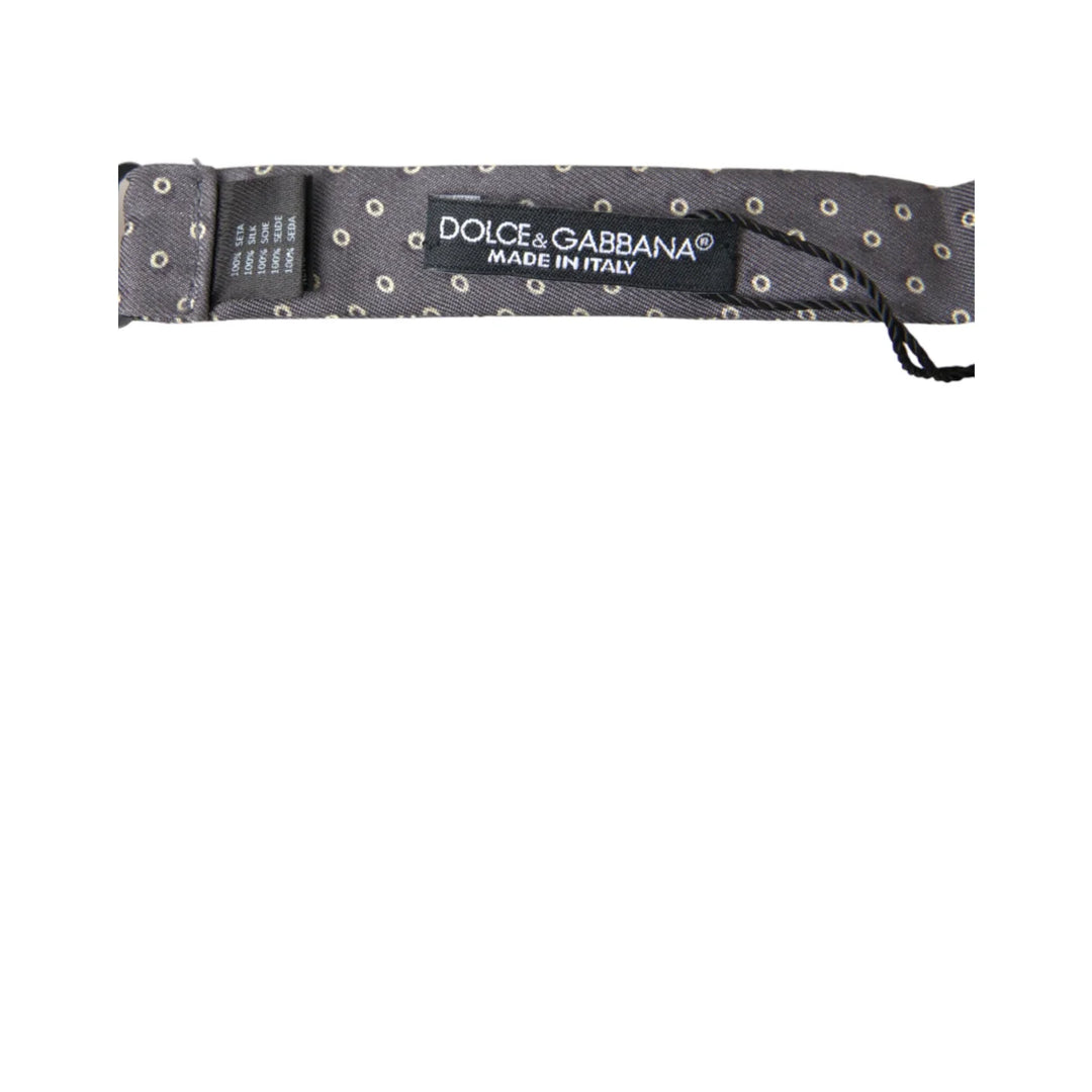 Dolce & Gabbana Gray Polka Dots Silk Adjustable Neck Papillon Bow Tie