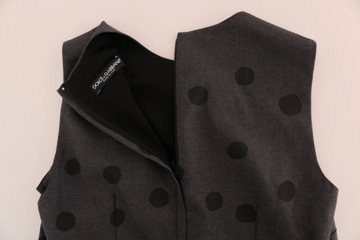 Dolce &amp; Gabbana Gray Polka Dotted Sheath Wool Dress