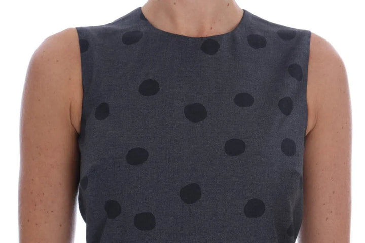 Dolce &amp; Gabbana Gray Polka Dotted Sheath Wool Dress