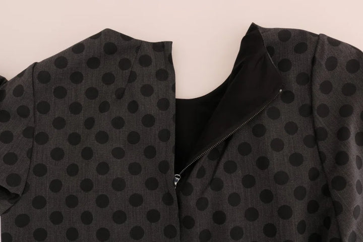 Dolce &amp; Gabbana Gray Polka Dotted Wool Stretch Dress
