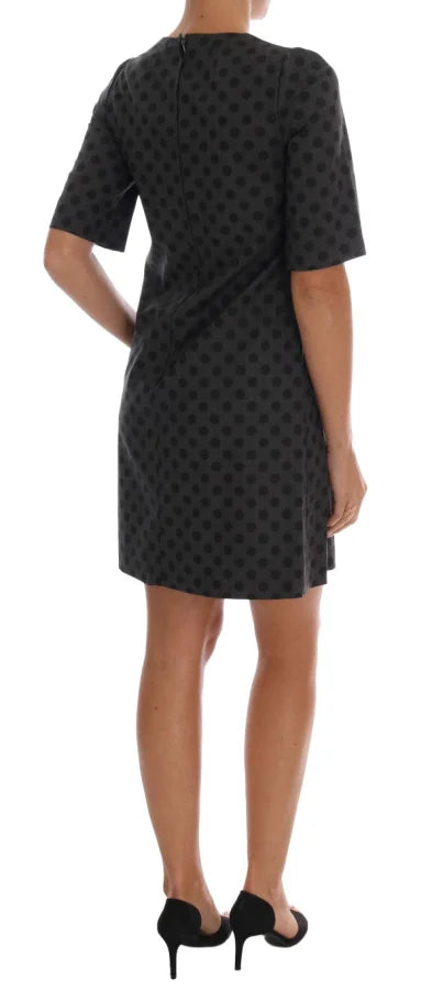 Dolce &amp; Gabbana Gray Polka Dotted Wool Stretch Dress