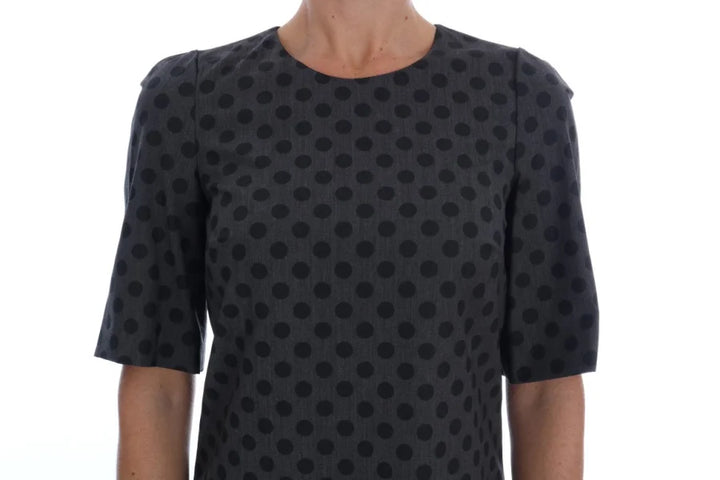 Dolce &amp; Gabbana Gray Polka Dotted Wool Stretch Dress