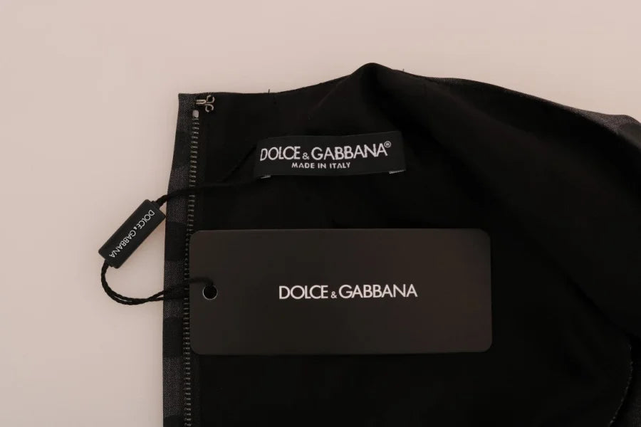 Dolce &amp; Gabbana Gray Polka Dotted Wool Stretch Dress