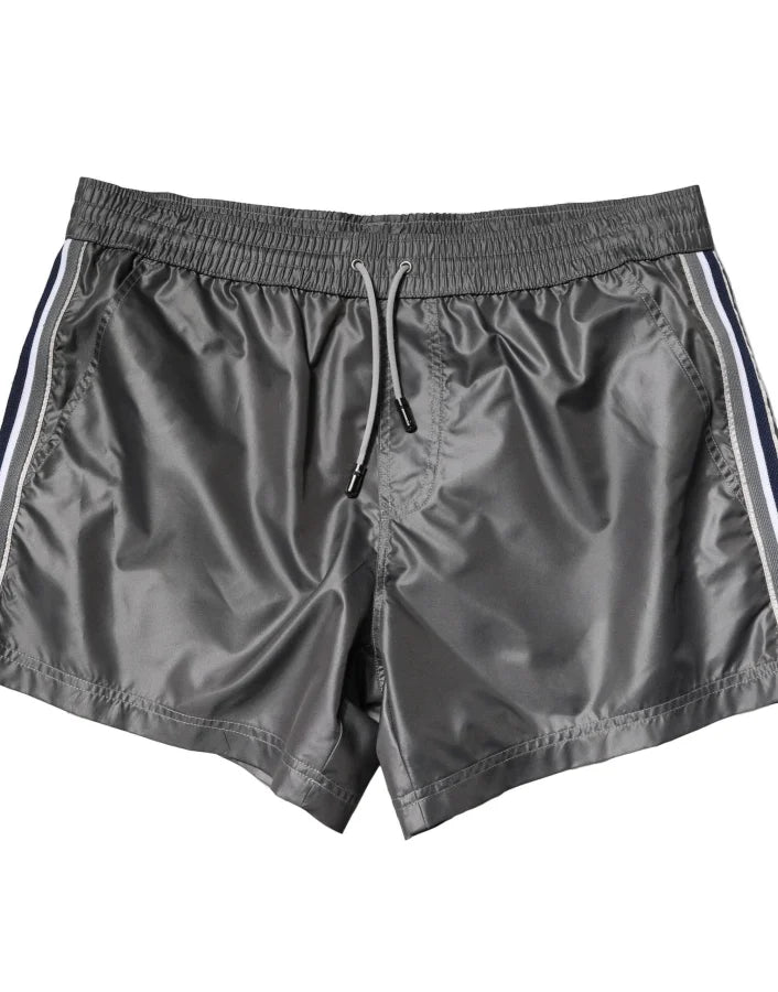 Dolce &amp; Gabbana Gray Polyester Mid Waist Casual Bermuda Shorts