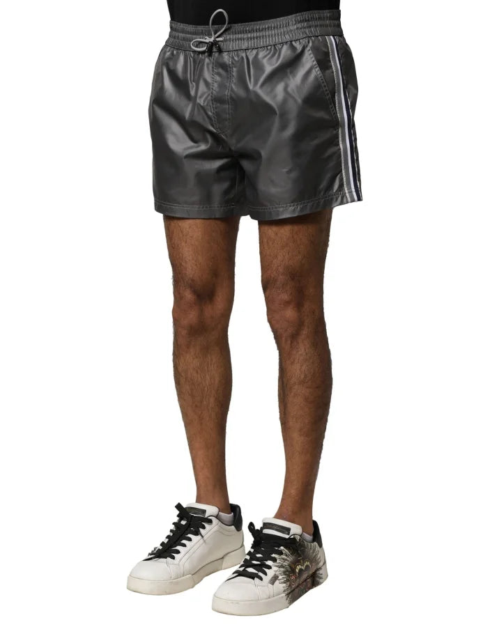 Dolce &amp; Gabbana Gray Polyester Mid Waist Casual Bermuda Shorts