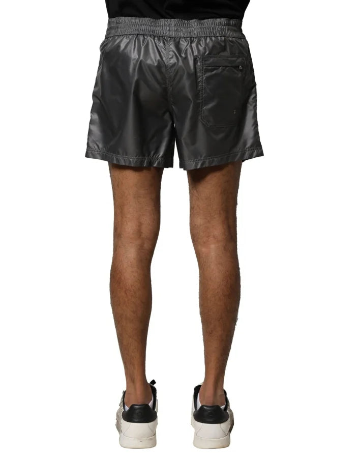 Dolce &amp; Gabbana Gray Polyester Mid Waist Casual Bermuda Shorts