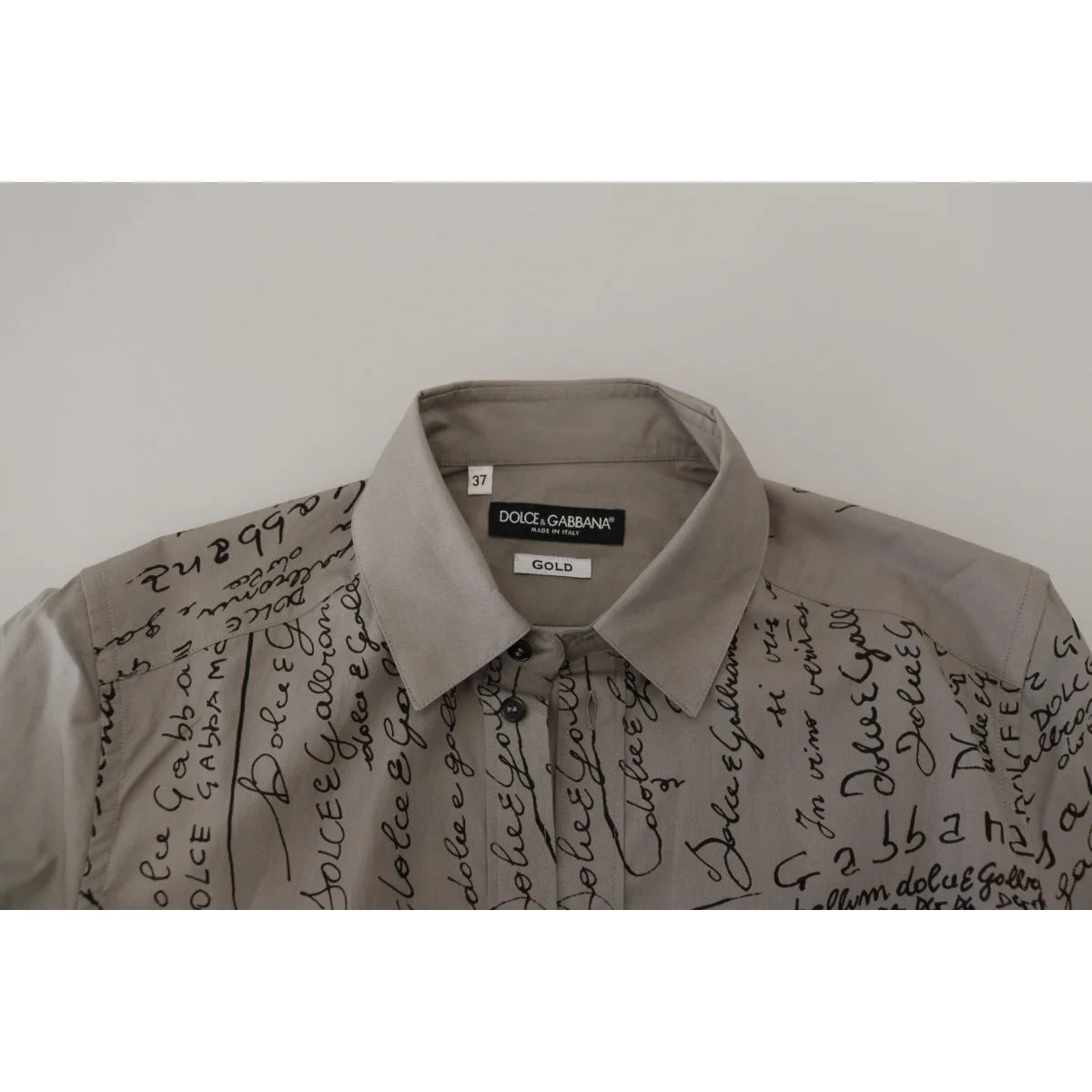 Dolce and Gabbana Gray Printed Cotton Slim Dress Shirt for Men &