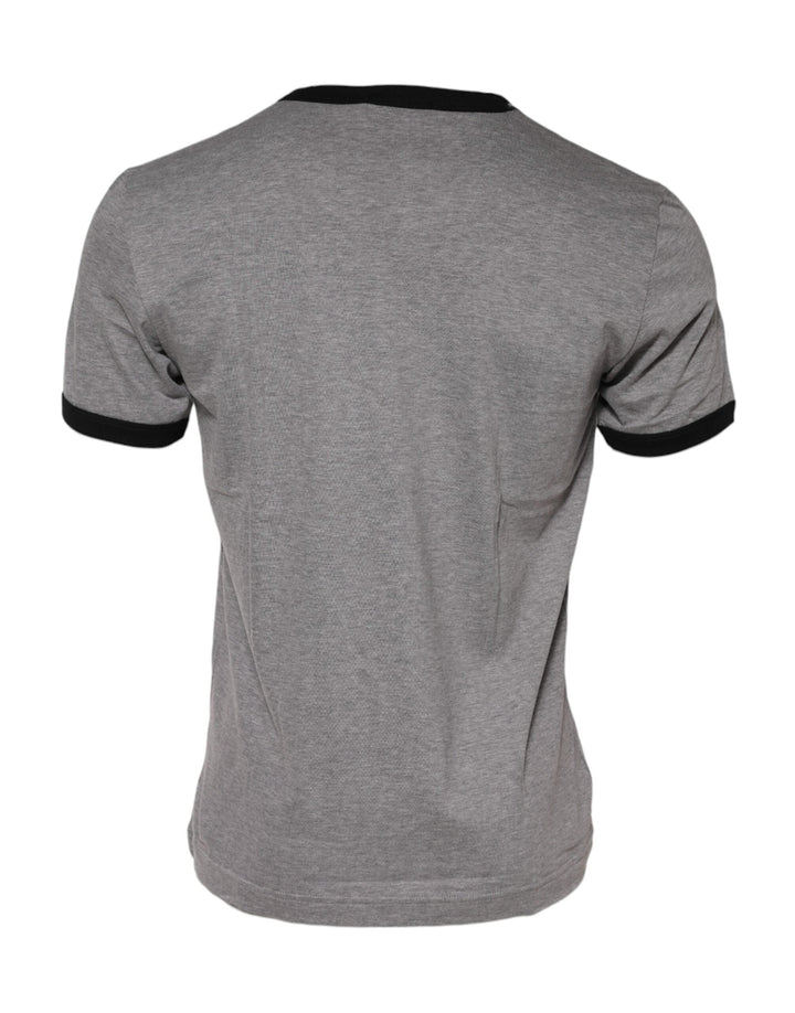 Dolce &amp; Gabbana Gray Sacred Heart Cotton Crew Neck T-shirt