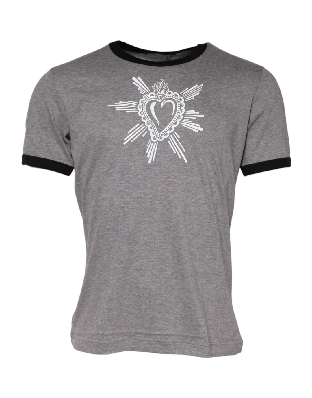 Dolce &amp; Gabbana Gray Sacred Heart Cotton Crew Neck T-shirt