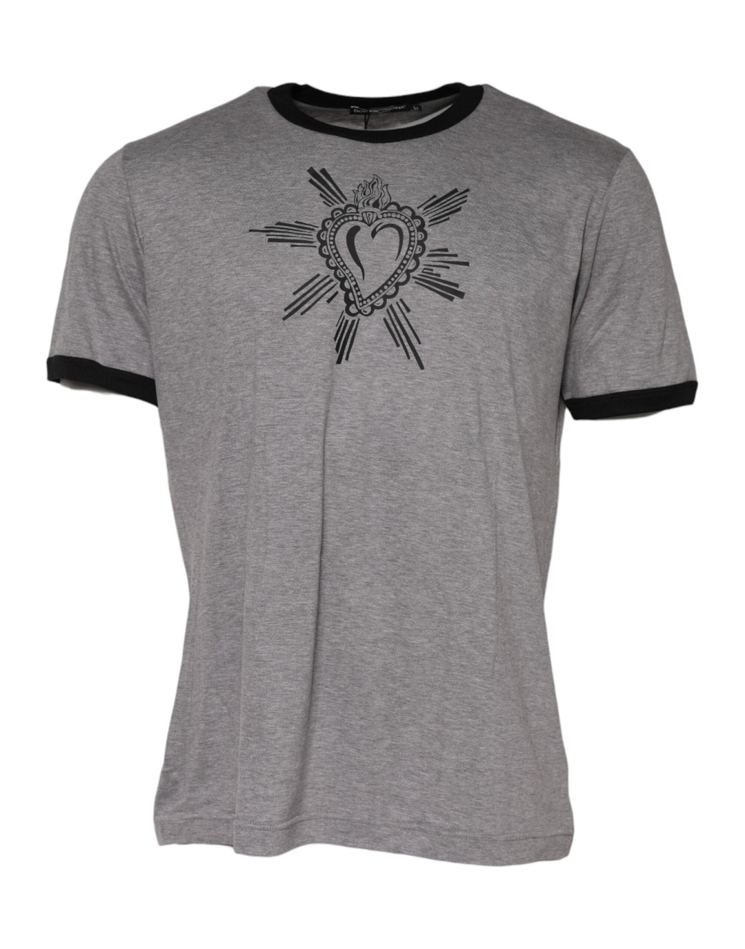 Dolce &amp; Gabbana Gray Sacred Heart Cotton Crew Neck T-shirt