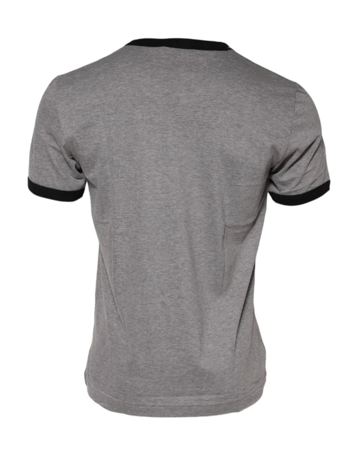 Dolce &amp; Gabbana Gray Sacred Heart Cotton Crew Neck T-shirt