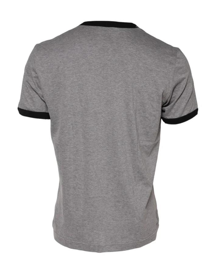 Dolce &amp; Gabbana Gray Sacred Heart Cotton Crew Neck T-shirt