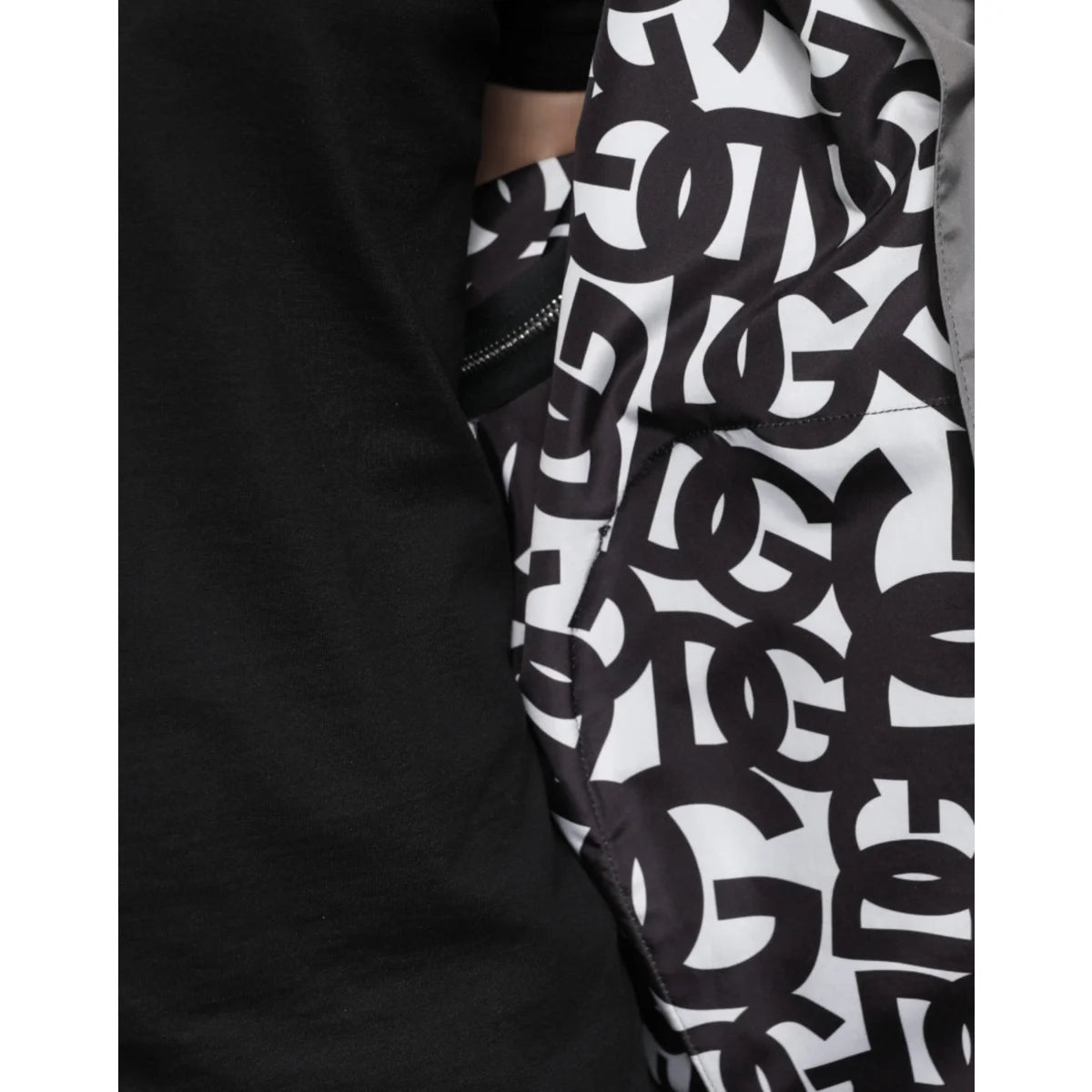 Dolce Gabbana Gray Sensation Logo Zip Jacket with Hood &