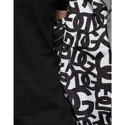Dolce Gabbana Gray Sensation Logo Zip Jacket with Hood &