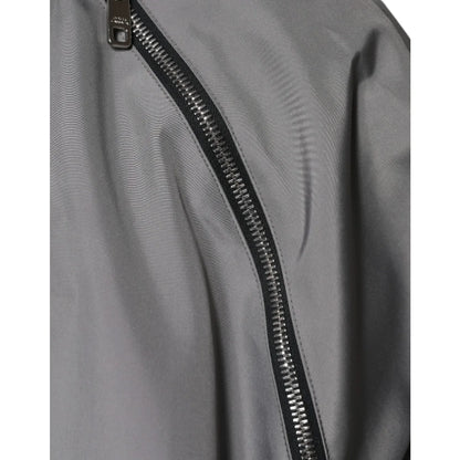 Dolce Gabbana Gray Sensation Logo Zip Jacket with Hood &