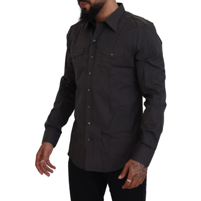 Dolce & Gabbana Gray Sicilia Slim Fit Shirt Authentic and Stylish