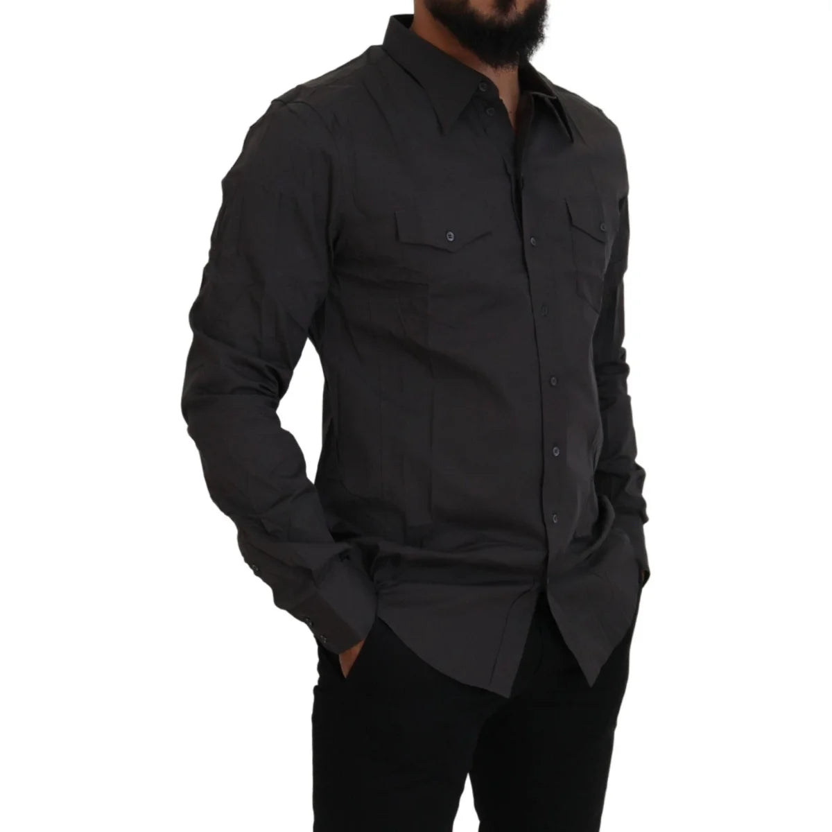 Dolce & Gabbana Gray Sicilia Slim Fit Shirt Authentic and Stylish