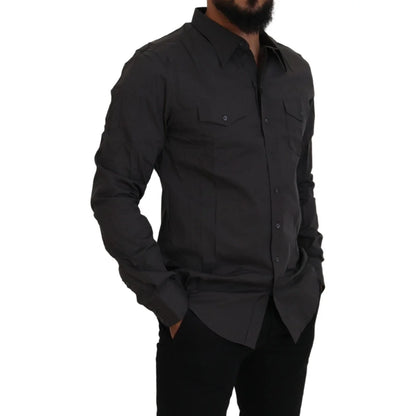 Dolce & Gabbana Gray Sicilia Slim Fit Shirt Authentic and Stylish