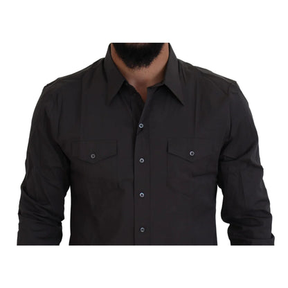 Dolce & Gabbana Gray Sicilia Slim Fit Shirt Authentic and Stylish