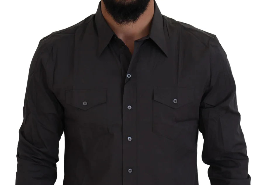 Dolce &amp; Gabbana Gray SICILIA Slim Fit Stretch Dress Shirt