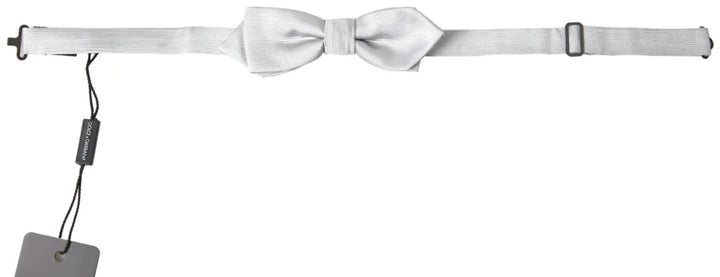 Dolce &amp; Gabbana Gray Silk Adjustable Men Neck Papillon Bow Tie