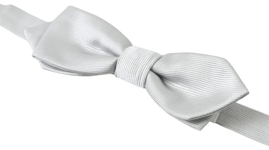 Dolce &amp; Gabbana Gray Silk Adjustable Men Neck Papillon Bow Tie