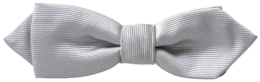 Dolce &amp; Gabbana Gray Silk Adjustable Men Neck Papillon Bow Tie