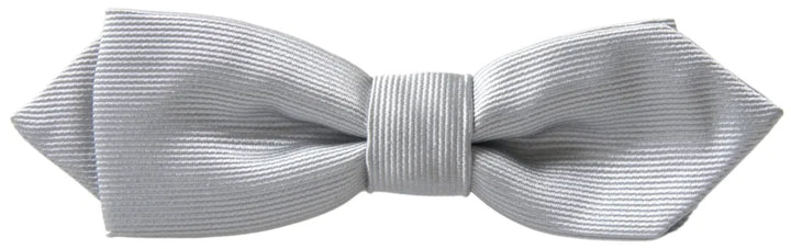 Dolce &amp; Gabbana Gray Silk Adjustable Men Neck Papillon Bow Tie